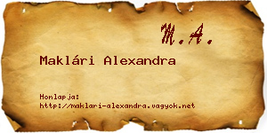 Maklári Alexandra névjegykártya